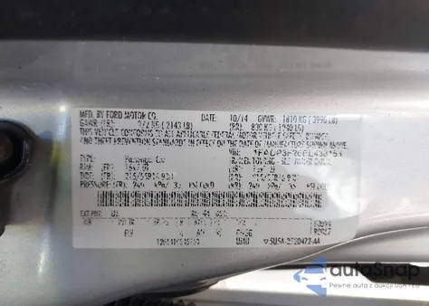 2014 Ford Focus Se z USA, uszkodzony, nr VIN 1FADP3F26EL438153